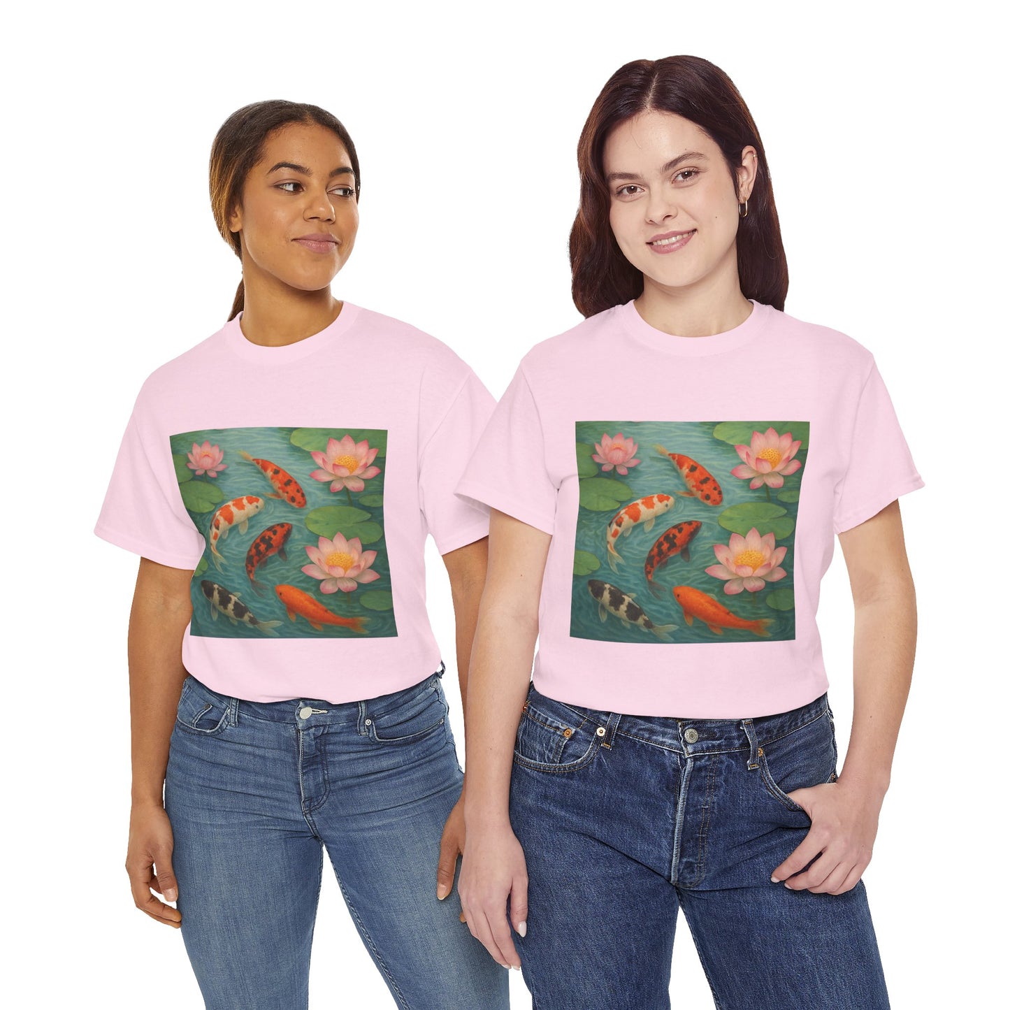 Koi Fish Lotus Pond T-Shirt – Zen Nature Aesthetic Tee