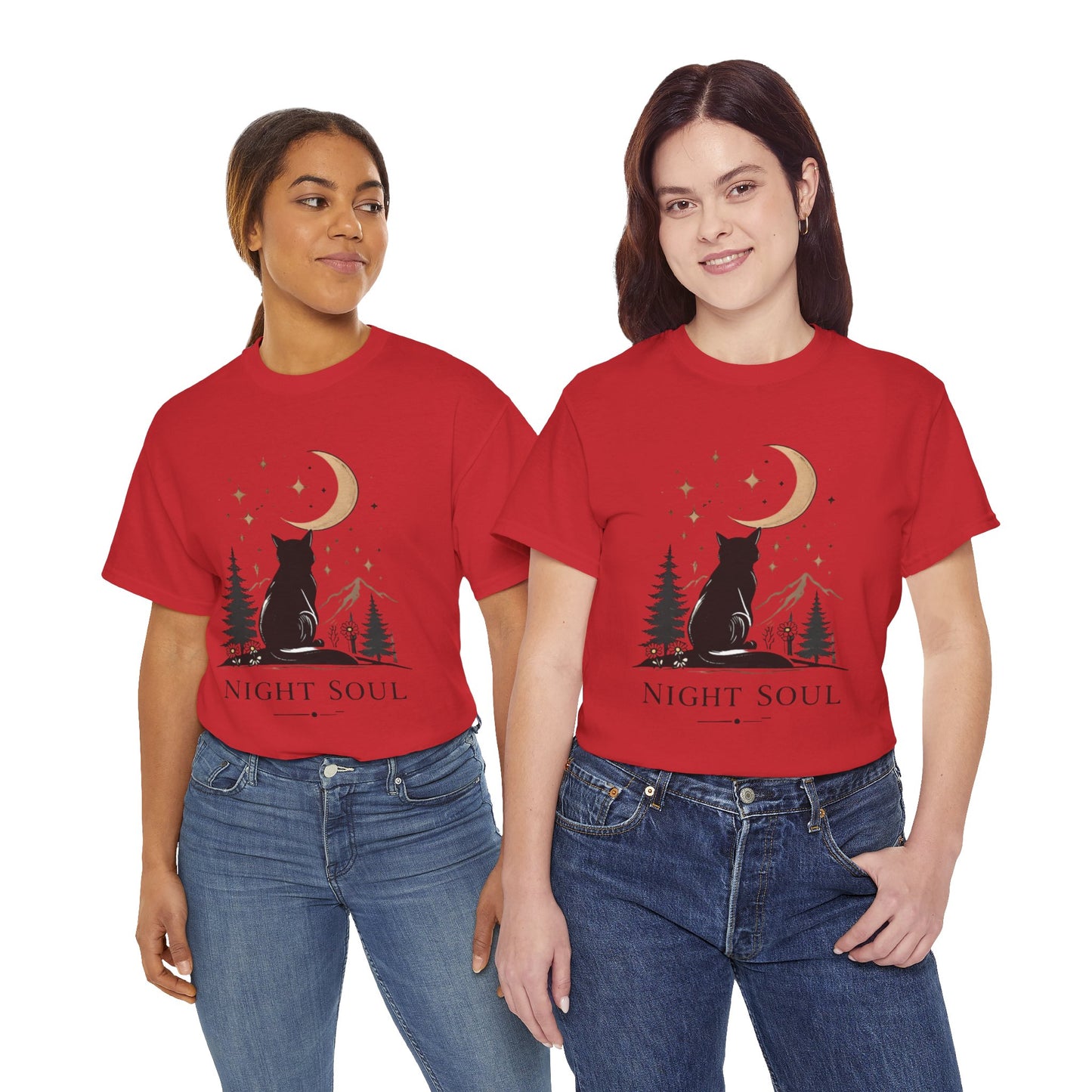 Black Cat Moon T-Shirt – Night Soul Aesthetic Tee, Minimalist Cat Lover Shirt