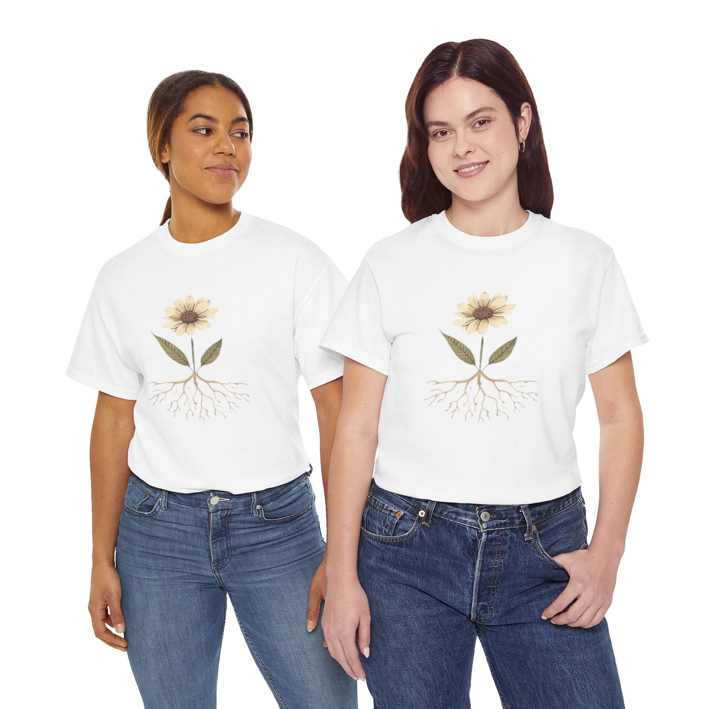 Minimalist Flower Roots T-Shirt – Nature Inspired Graphic Tee, Botanical Design, Aesthetic Plant Shirt, Unisex Cotton Tee