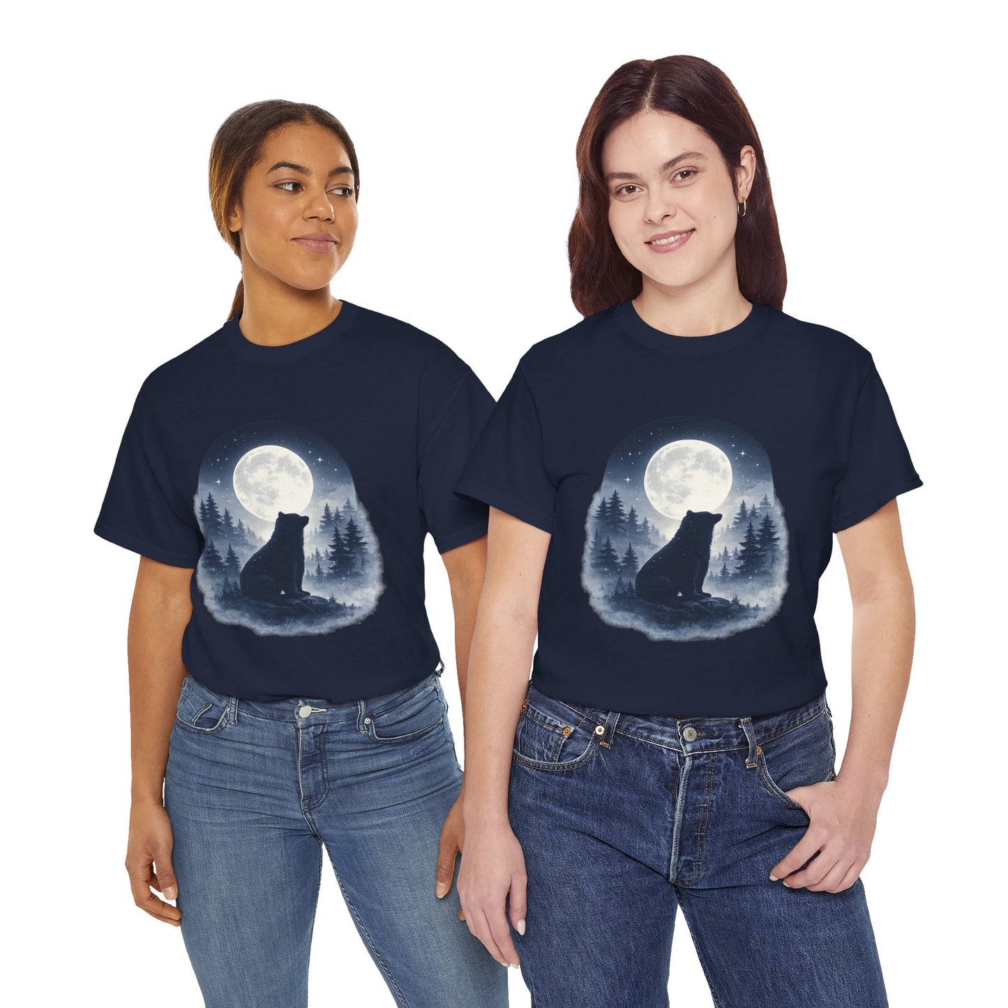 Mystic Bear Silhouette T-Shirt – Minimalist Nature Graphic Tee, Forest Spirit Design, Wildlife Lover Shirt