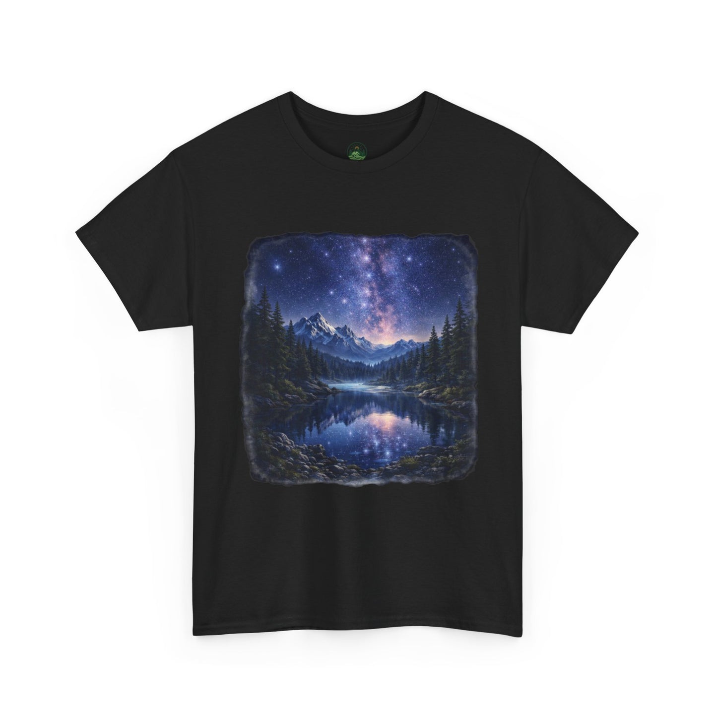 Midnight Reflection Nature T-Shirt – Moonlit Lake & Forest Design