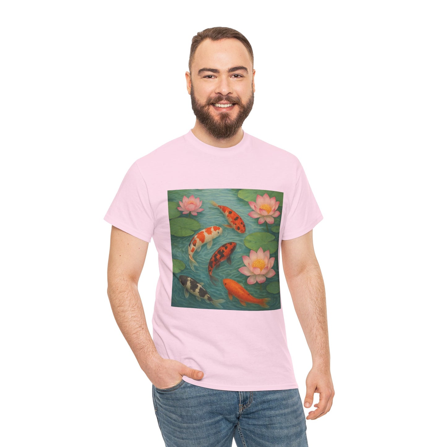 Koi Fish Lotus Pond T-Shirt – Zen Nature Aesthetic Tee