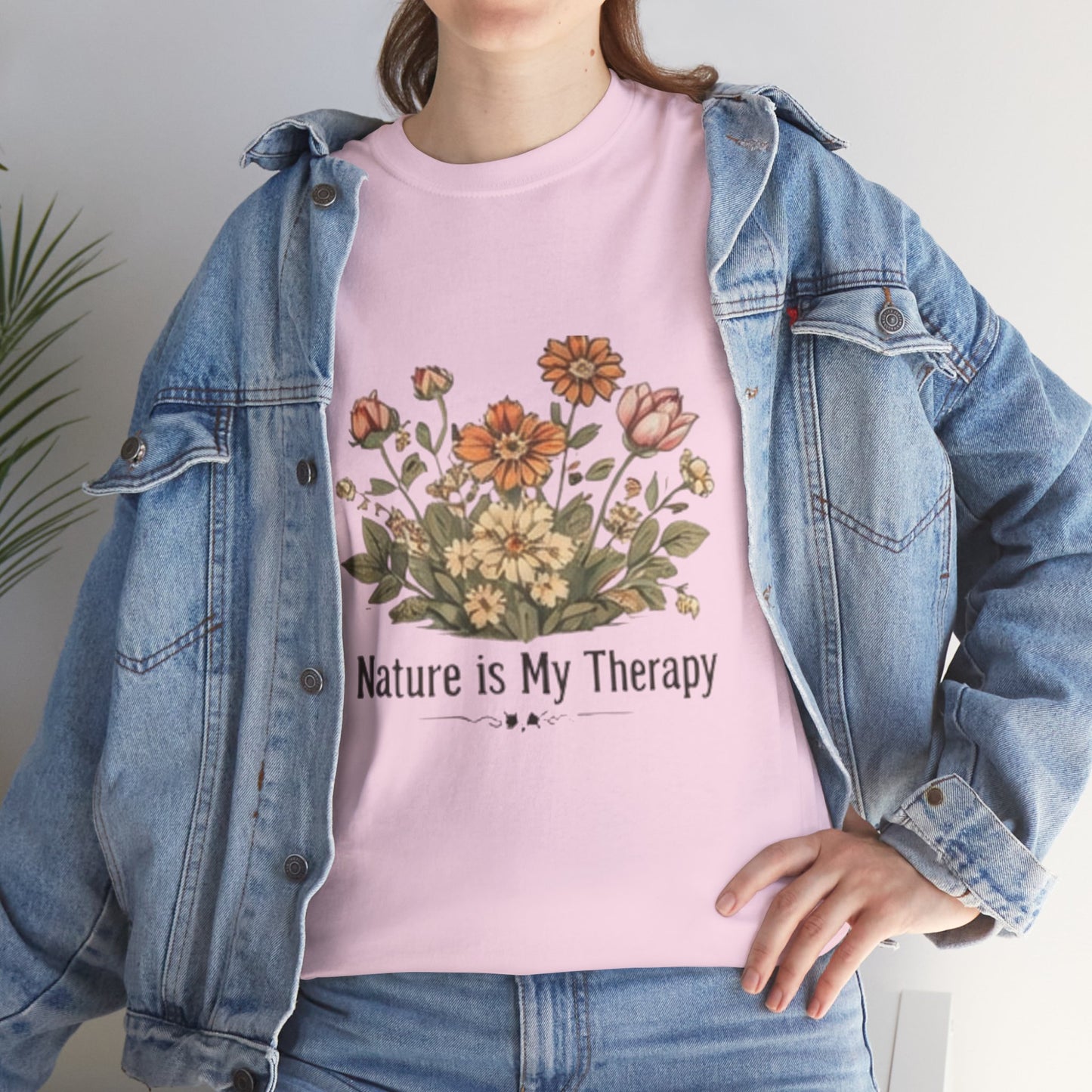 Nature Is My Therapy T-Shirt - Minimalist Floral Design Tee