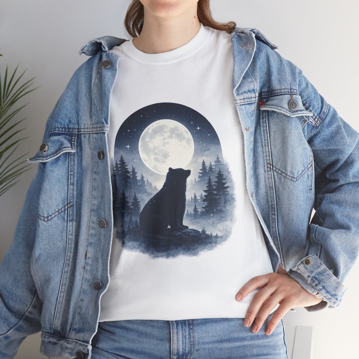 Mystic Bear Silhouette T-Shirt – Minimalist Nature Graphic Tee, Forest Spirit Design, Wildlife Lover Shirt