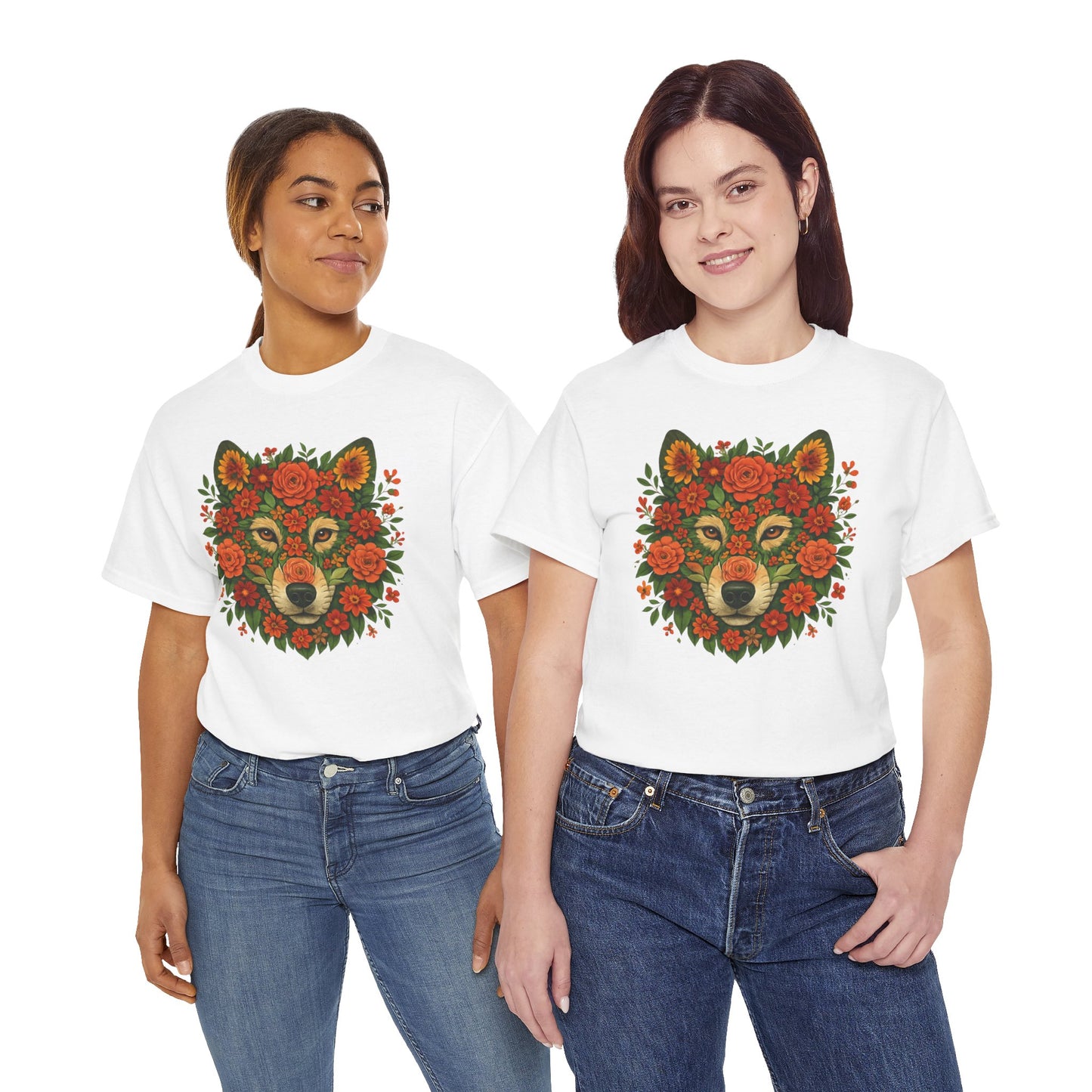 Floral Animal Portrait T-Shirt – Nature Art Aesthetic Tee