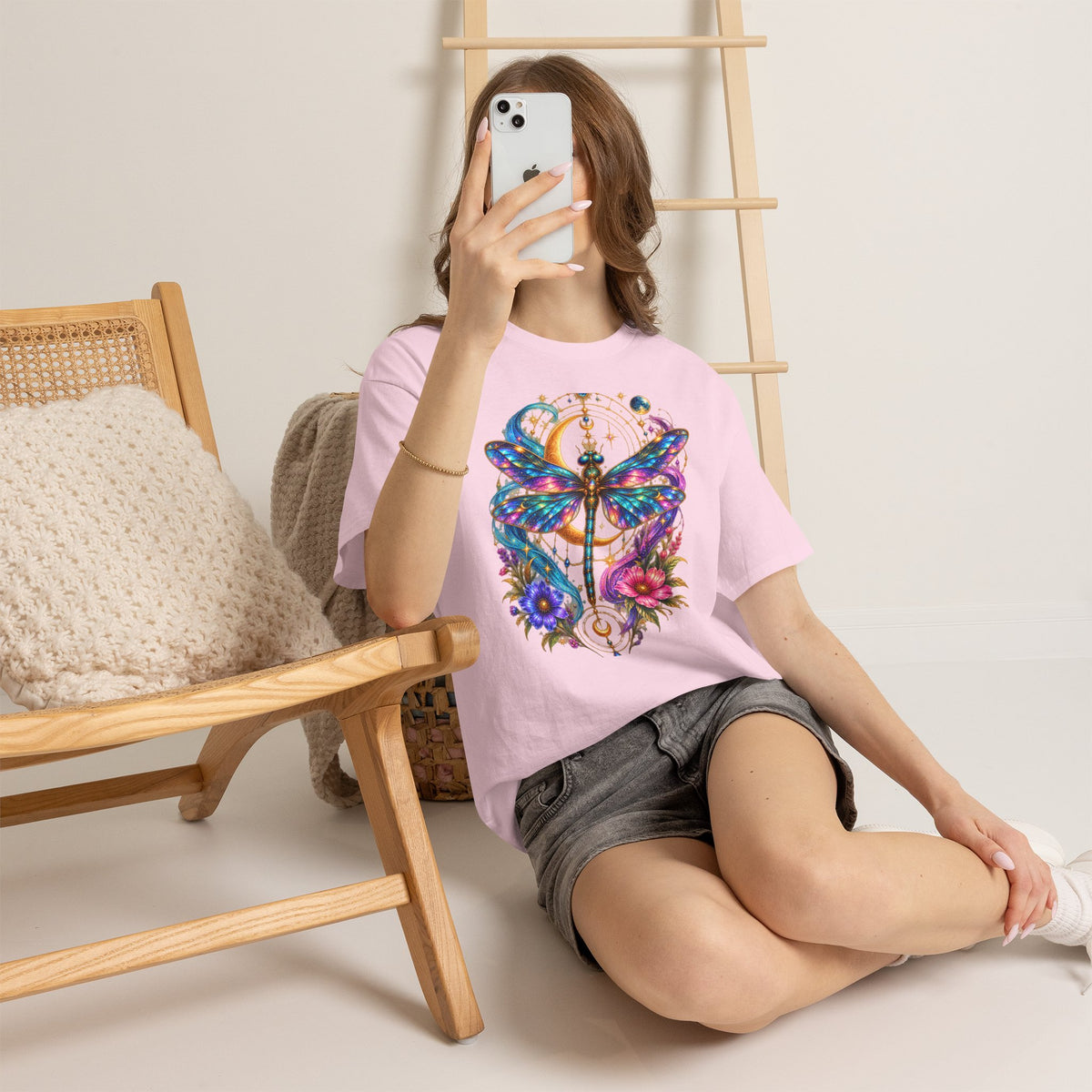 Celestial Dragonfly T-Shirt – Moon & Wildflower Nature Tee