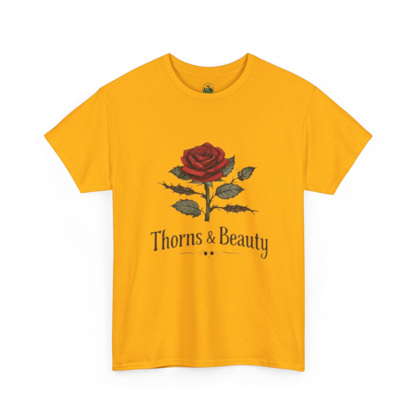 Thorns & Beauty Rose T-Shirt – Minimalist Floral Graphic Tee, Aesthetic Rose Design, Elegant Botanical Shirt