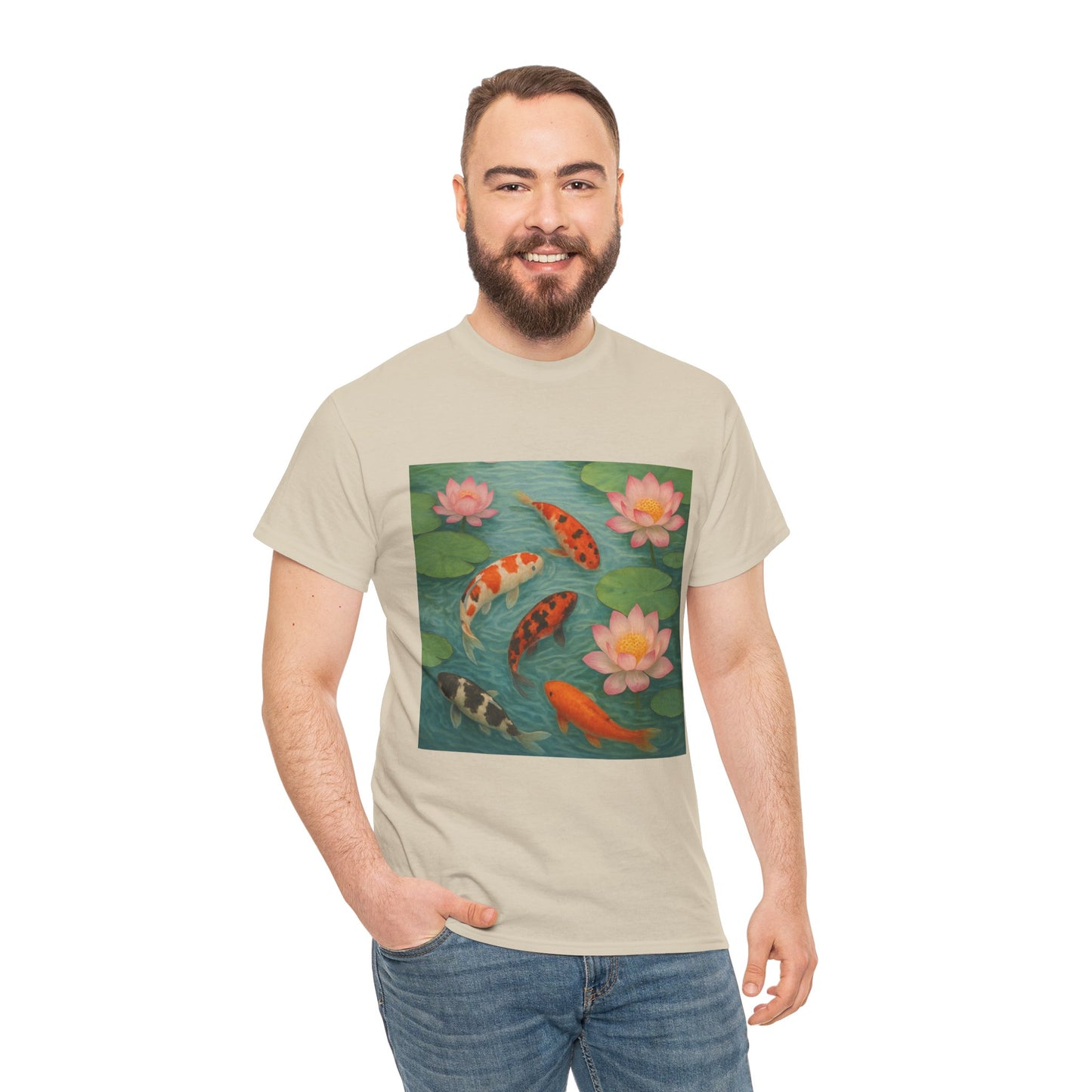 Koi Fish Lotus Pond T-Shirt – Zen Nature Aesthetic Tee