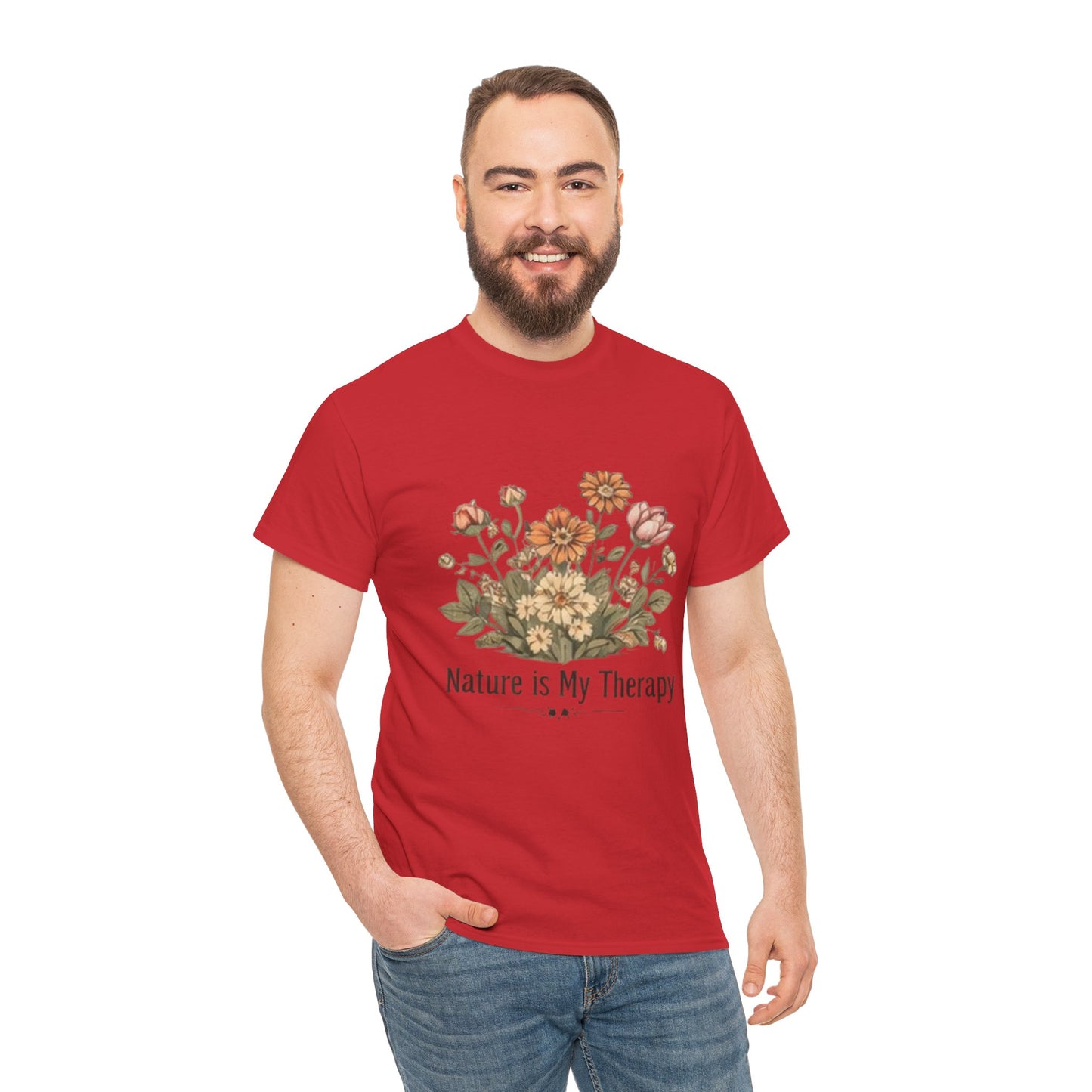 Nature Is My Therapy T-Shirt - Minimalist Floral Design Tee