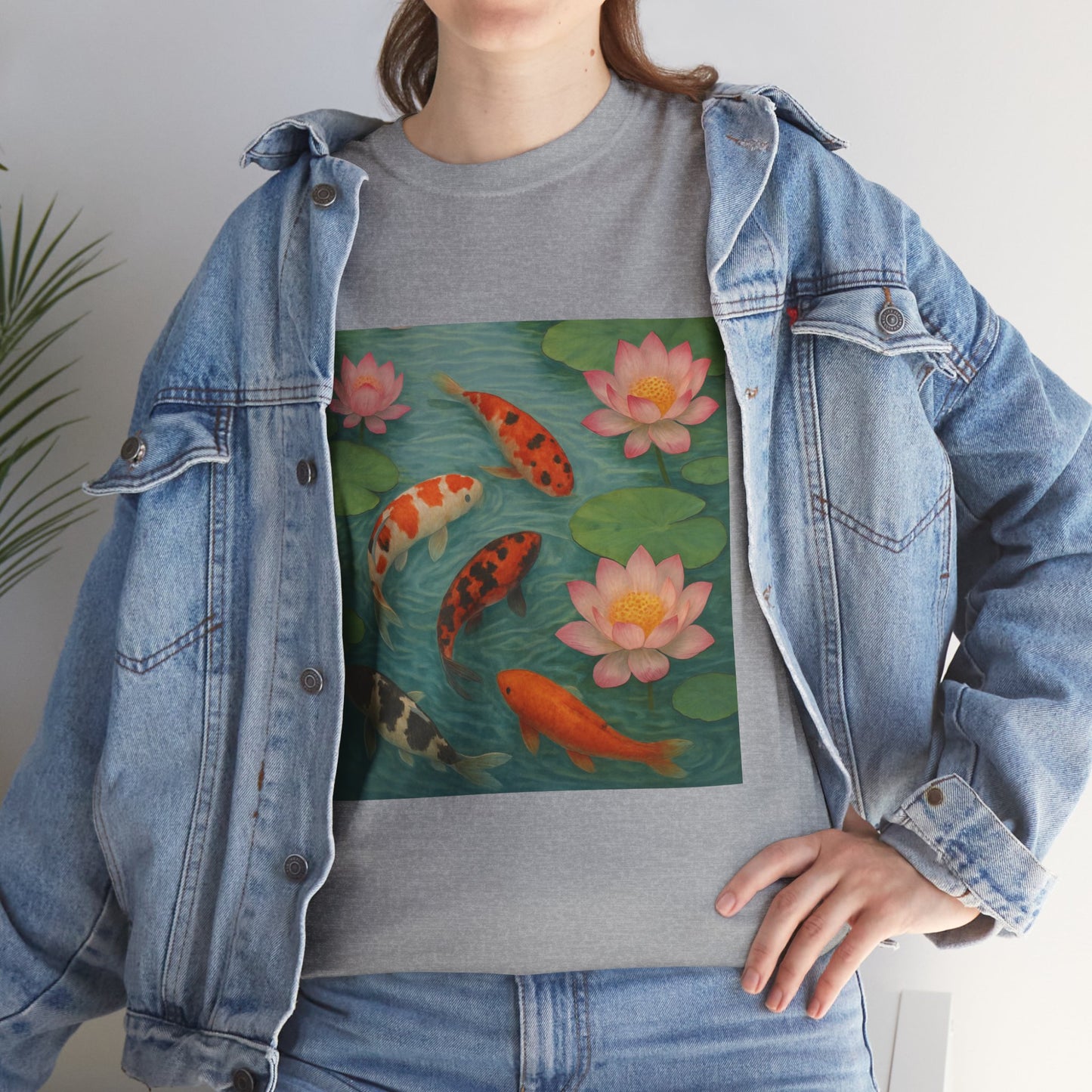 Koi Fish Lotus Pond T-Shirt – Zen Nature Aesthetic Tee