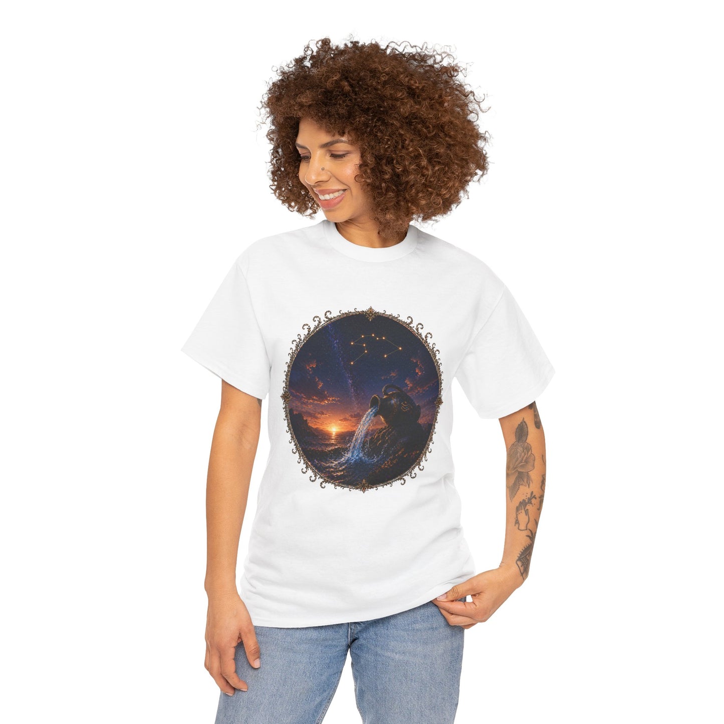 Aquarius Zodiac T-Shirt – Water Bearer Cosmic Design | Unique & Visionary Astrology Tee