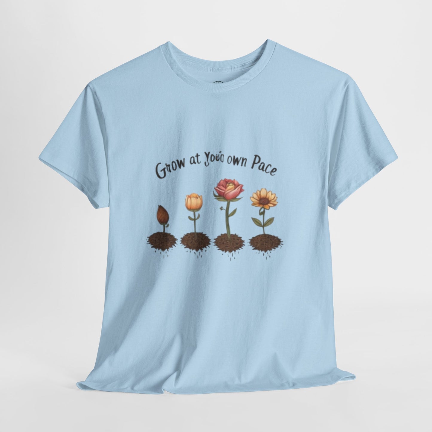 Grow at Your Own Pace T-Shirt – Minimalist Flower Pot Tee, Aesthetic Botanical Shirt, Unisex Gift for Plant Lovers