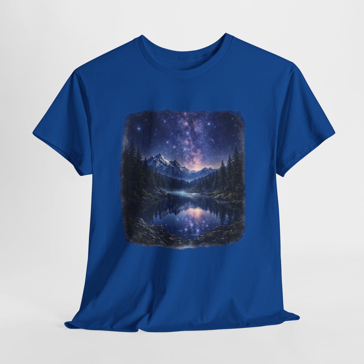 Midnight Reflection Nature T-Shirt – Moonlit Lake & Forest Design