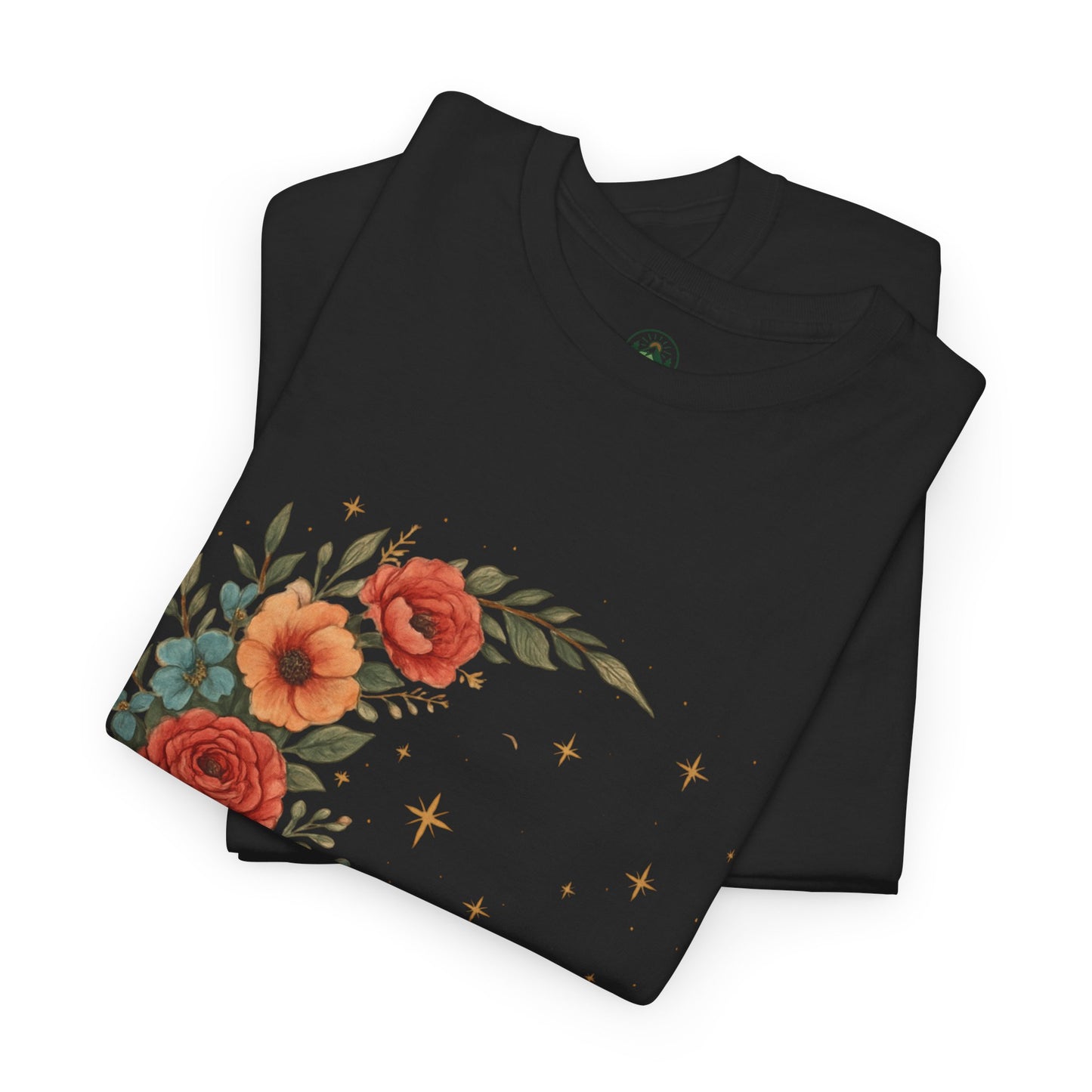 Floral Crescent Moon T-Shirt – Boho Nature Aesthetic Tee