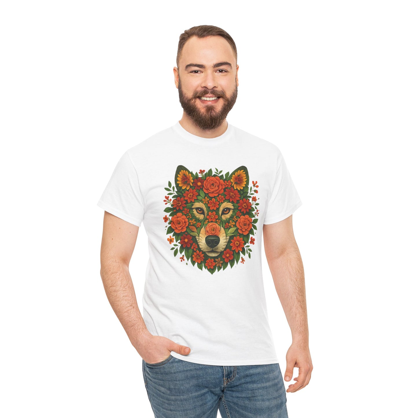 Floral Animal Portrait T-Shirt – Nature Art Aesthetic Tee