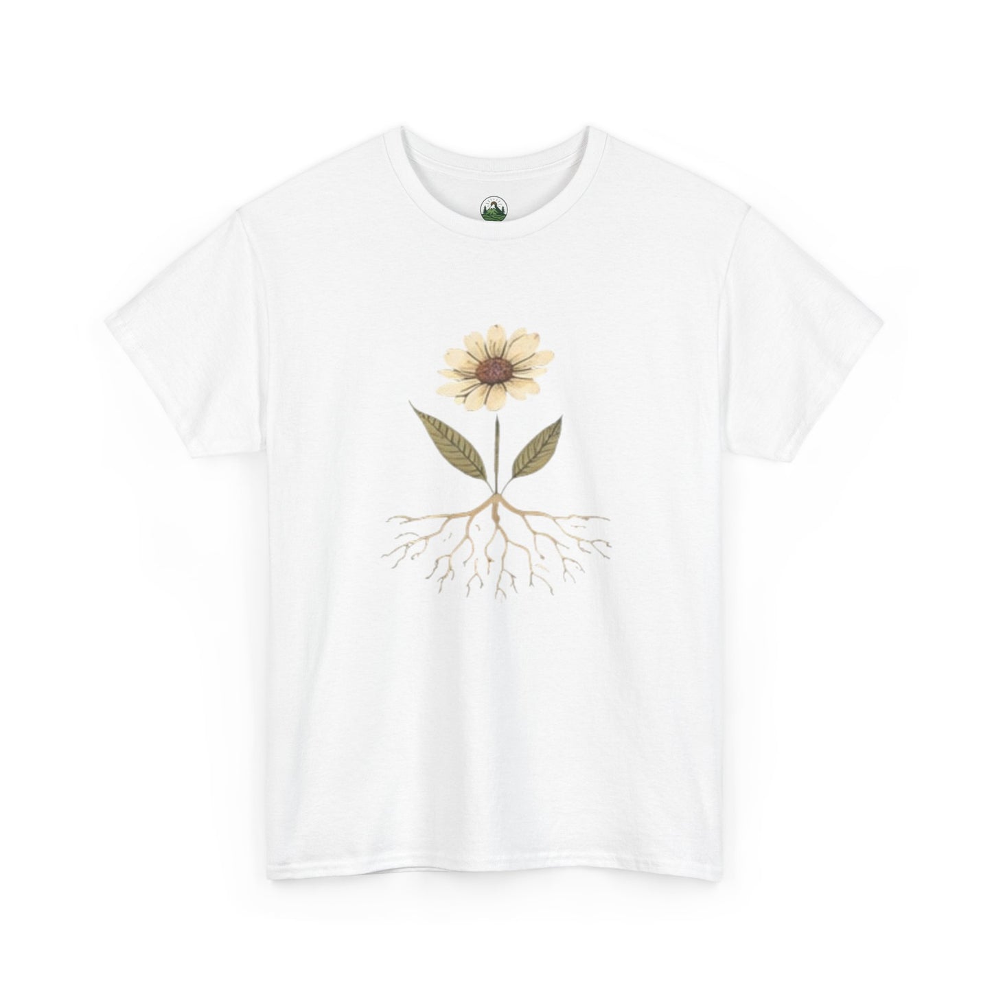 Minimalist Flower Roots T-Shirt – Nature Inspired Graphic Tee, Botanical Design, Aesthetic Plant Shirt, Unisex Cotton Tee