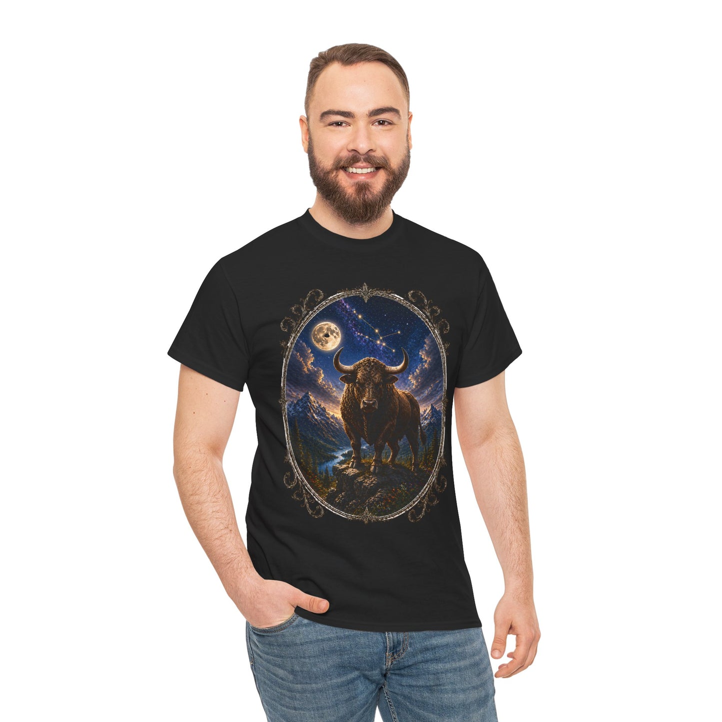 Taurus Zodiac T-Shirt – Mystic Bull Night Design | Nature & Astrology Tee