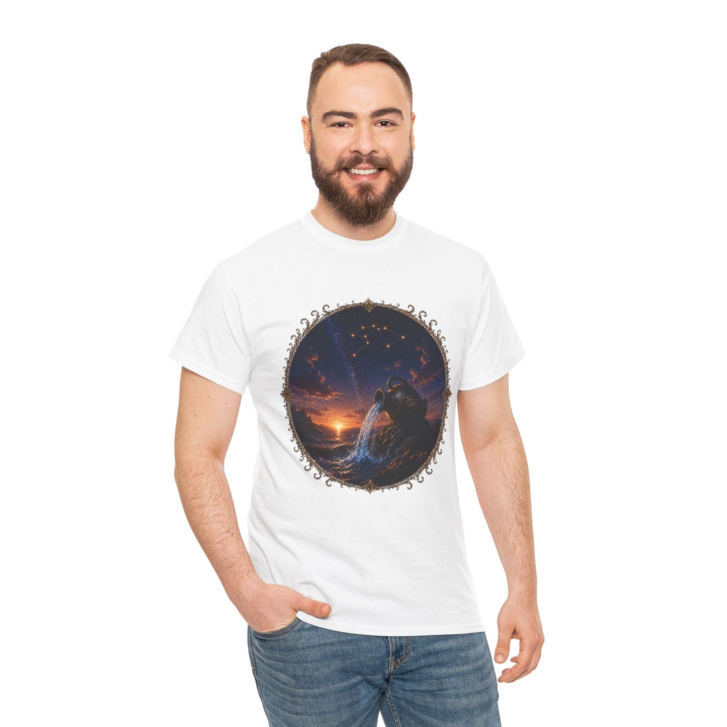 Aquarius Zodiac T-Shirt – Water Bearer Cosmic Design | Unique & Visionary Astrology Tee