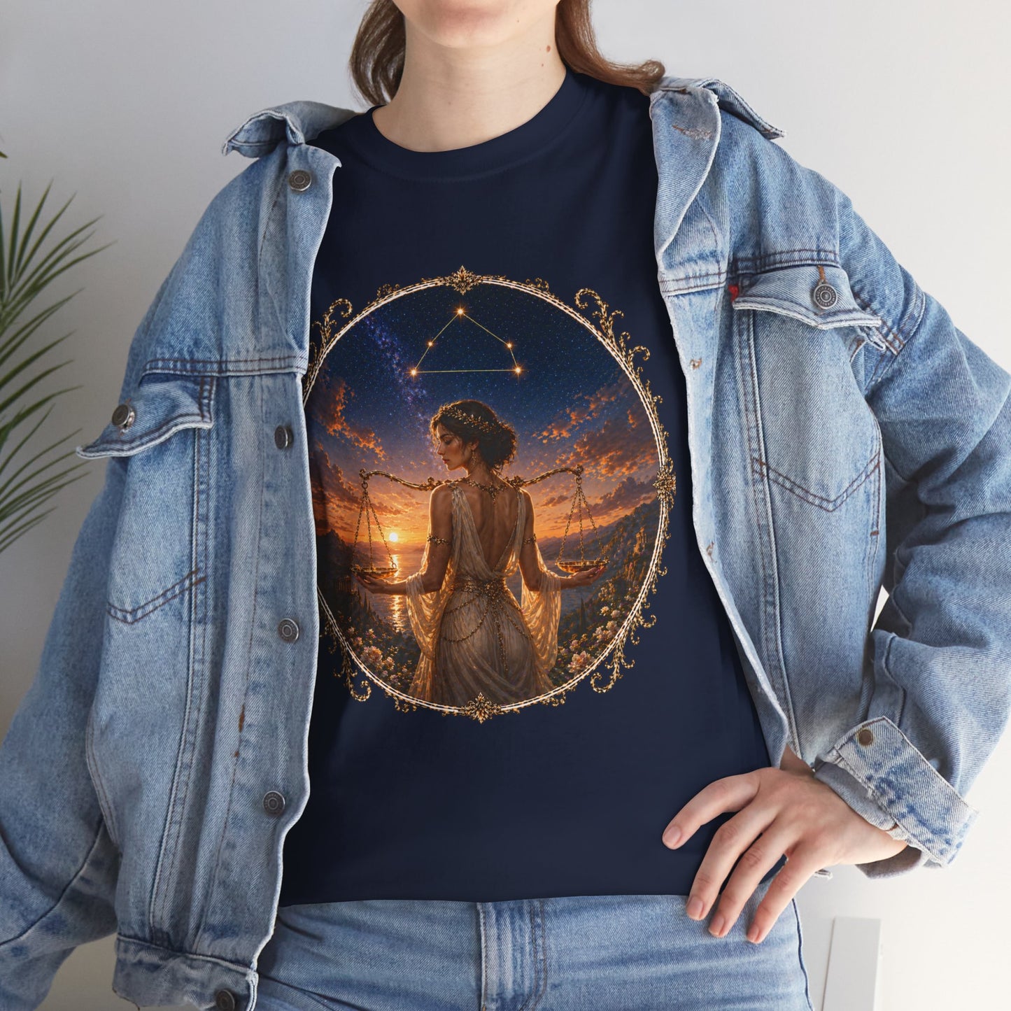 Libra Zodiac T-Shirt – Balance Scales Aesthetic Design | Elegant Astrology Tee