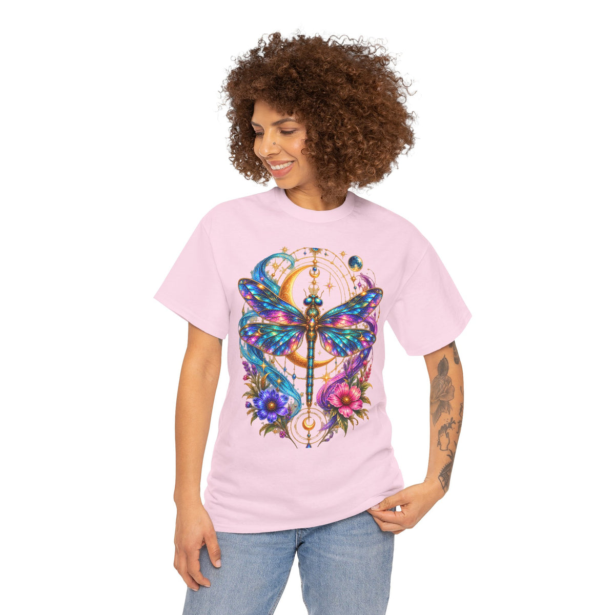 Celestial Dragonfly T-Shirt – Moon & Wildflower Nature Tee