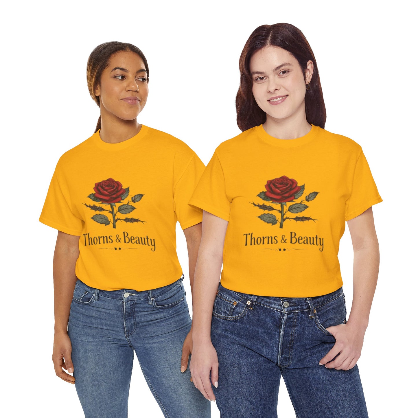 Thorns & Beauty Rose T-Shirt – Minimalist Floral Graphic Tee, Aesthetic Rose Design, Elegant Botanical Shirt