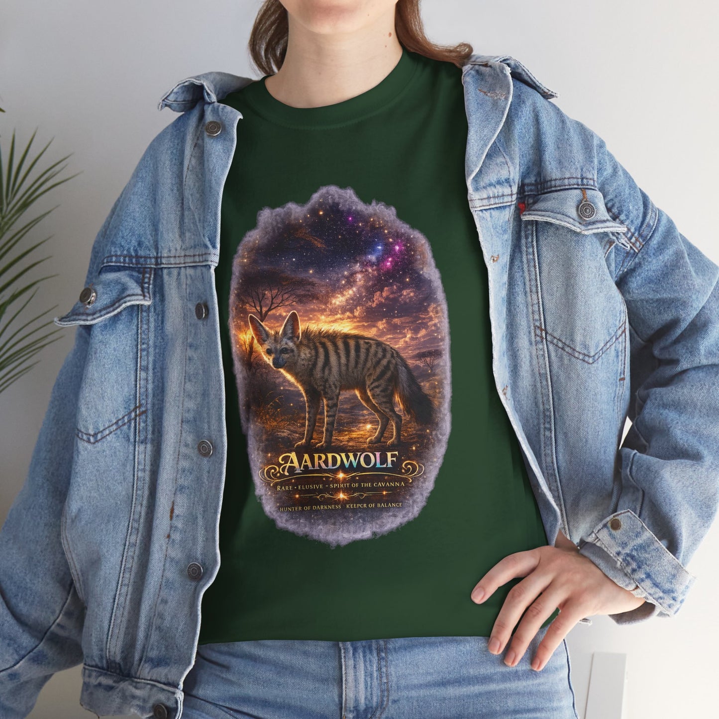 Aardwolf T-Shirt – Mystic Night Wildlife Design | Rare Cosmic Animal Graphic Tee