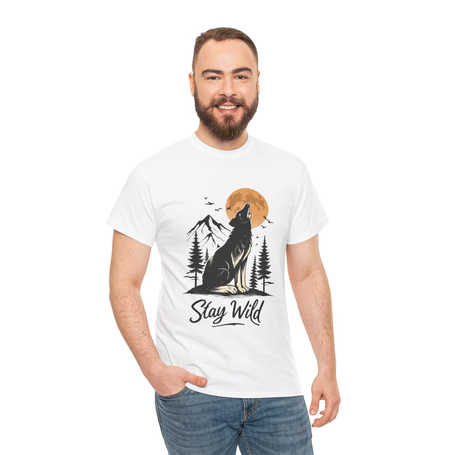 Howling Wolf Stay Wild Shirt – Aesthetic Nature Tee for Outdoor Lovers & Adventure Souls