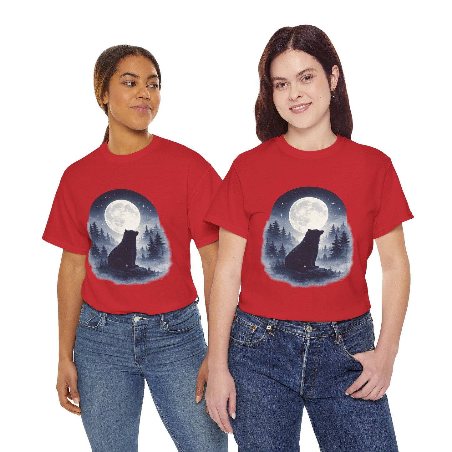 Mystic Bear Silhouette T-Shirt – Minimalist Nature Graphic Tee, Forest Spirit Design, Wildlife Lover Shirt