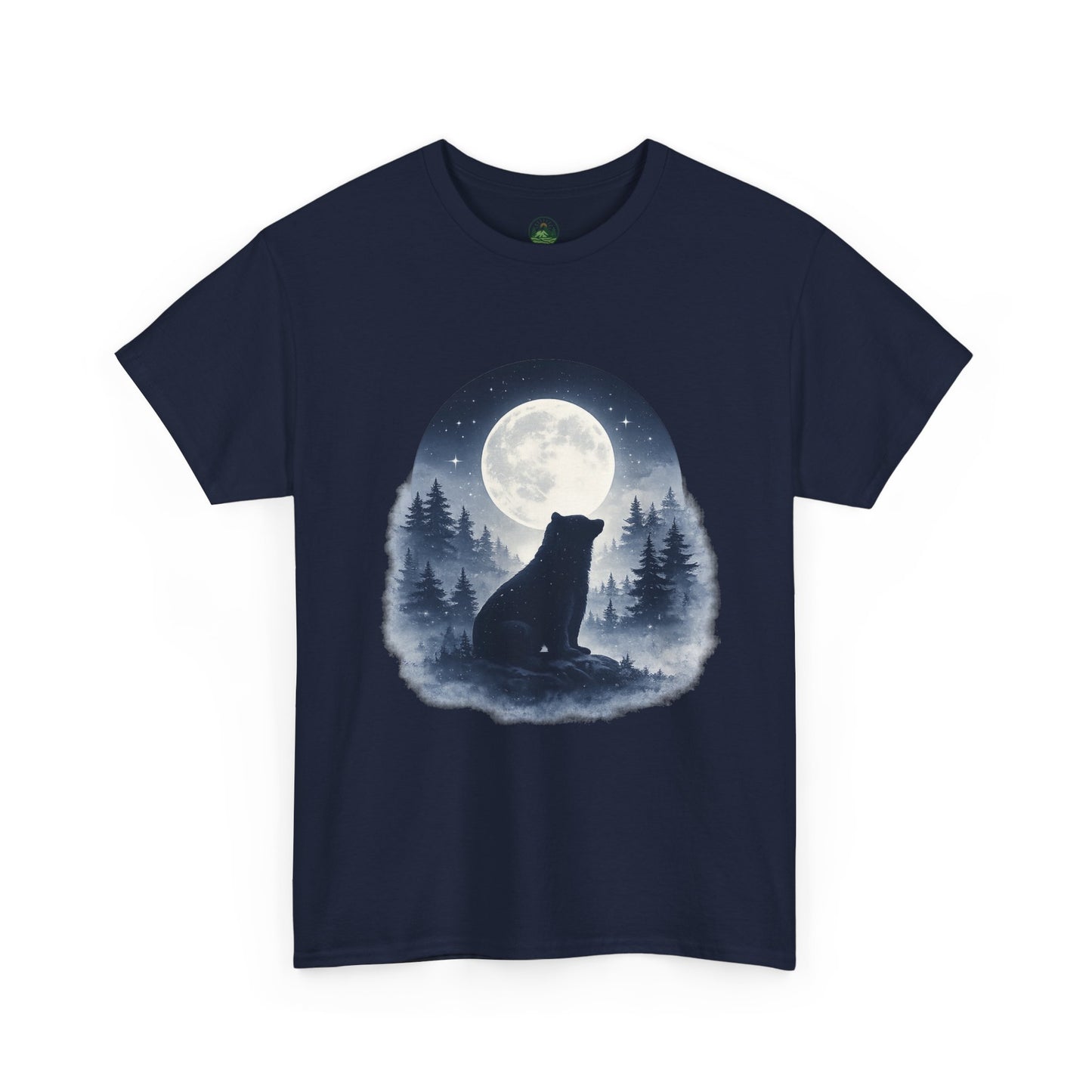 Mystic Bear Silhouette T-Shirt – Minimalist Nature Graphic Tee, Forest Spirit Design, Wildlife Lover Shirt