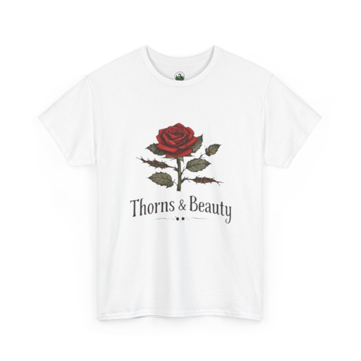 Thorns & Beauty Rose T-Shirt – Minimalist Floral Graphic Tee, Aesthetic Rose Design, Elegant Botanical Shirt