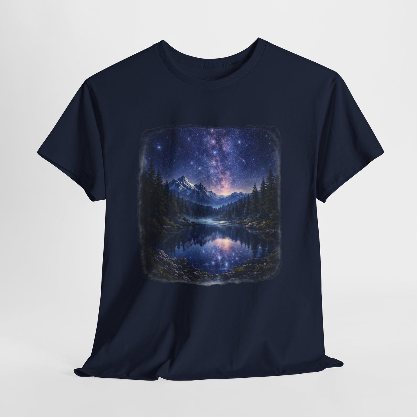 Midnight Reflection Nature T-Shirt – Moonlit Lake & Forest Design