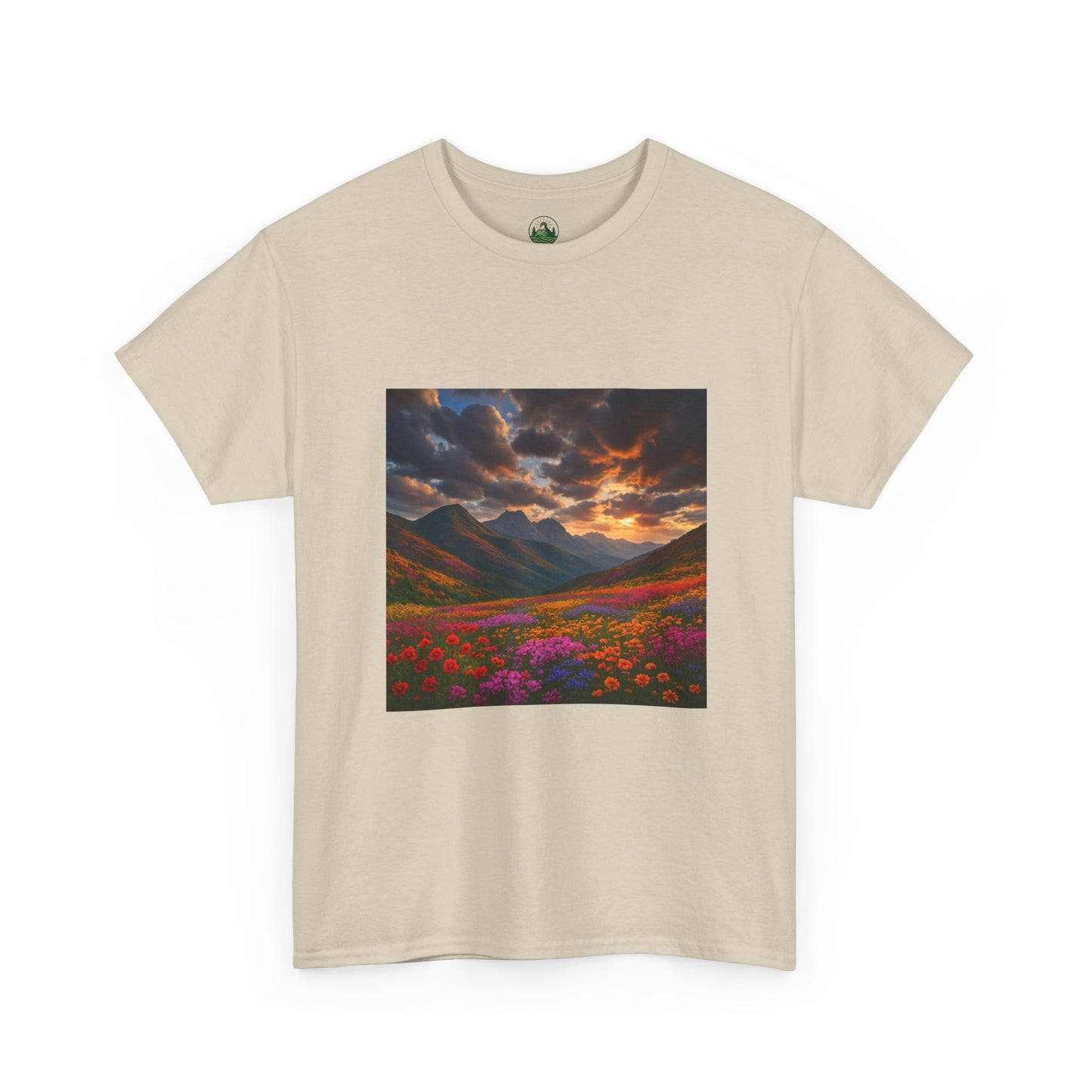 Wildflower Mountain Landscape T-Shirt – Minimalist Nature Graphic Tee