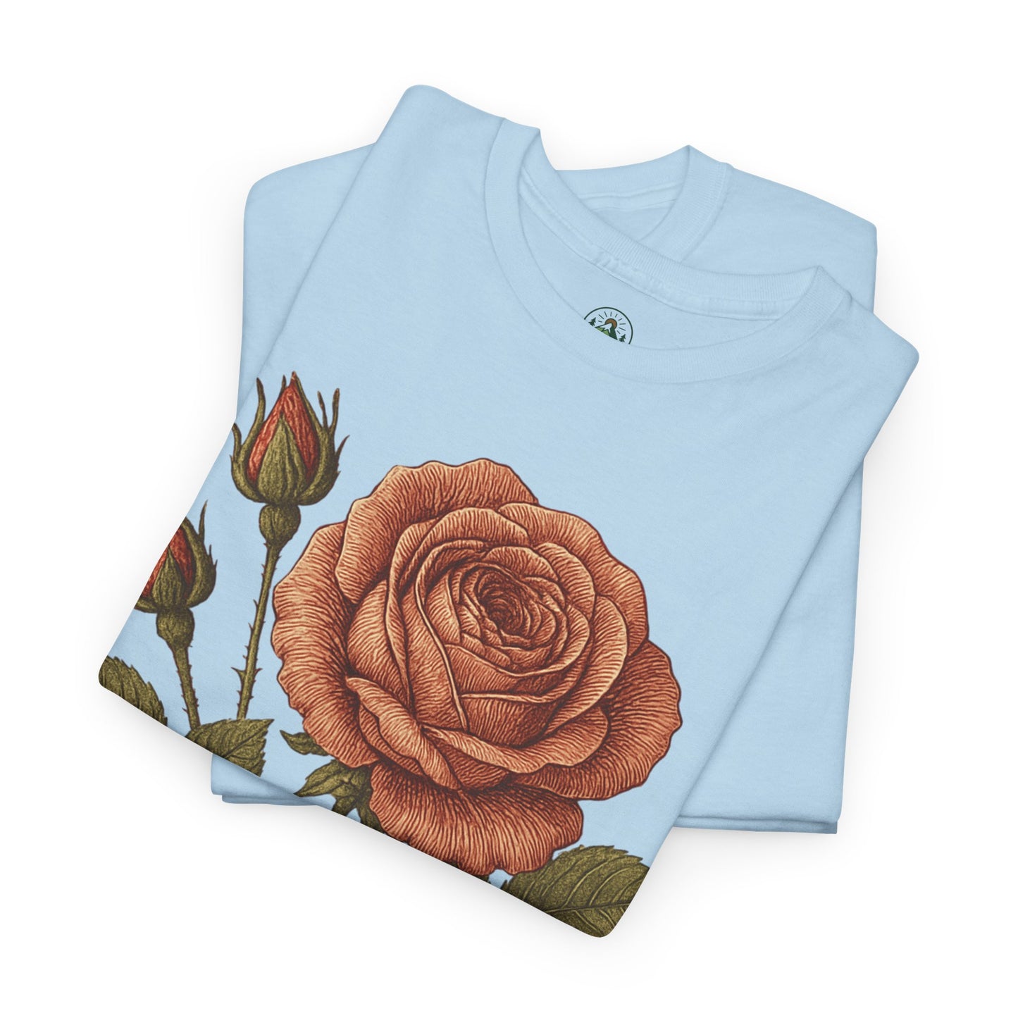 Vintage Botanical Rose T-Shirt – Minimalist Floral Aesthetic Tee