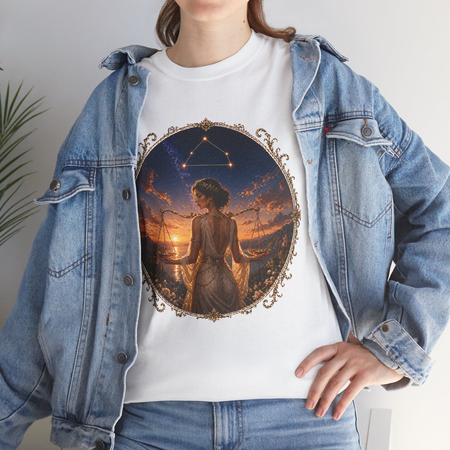 Libra Zodiac T-Shirt – Balance Scales Aesthetic Design | Elegant Astrology Tee