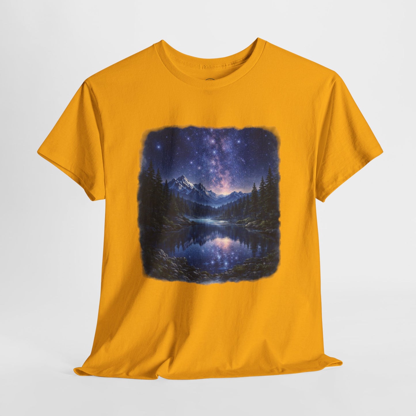 Midnight Reflection Nature T-Shirt – Moonlit Lake & Forest Design