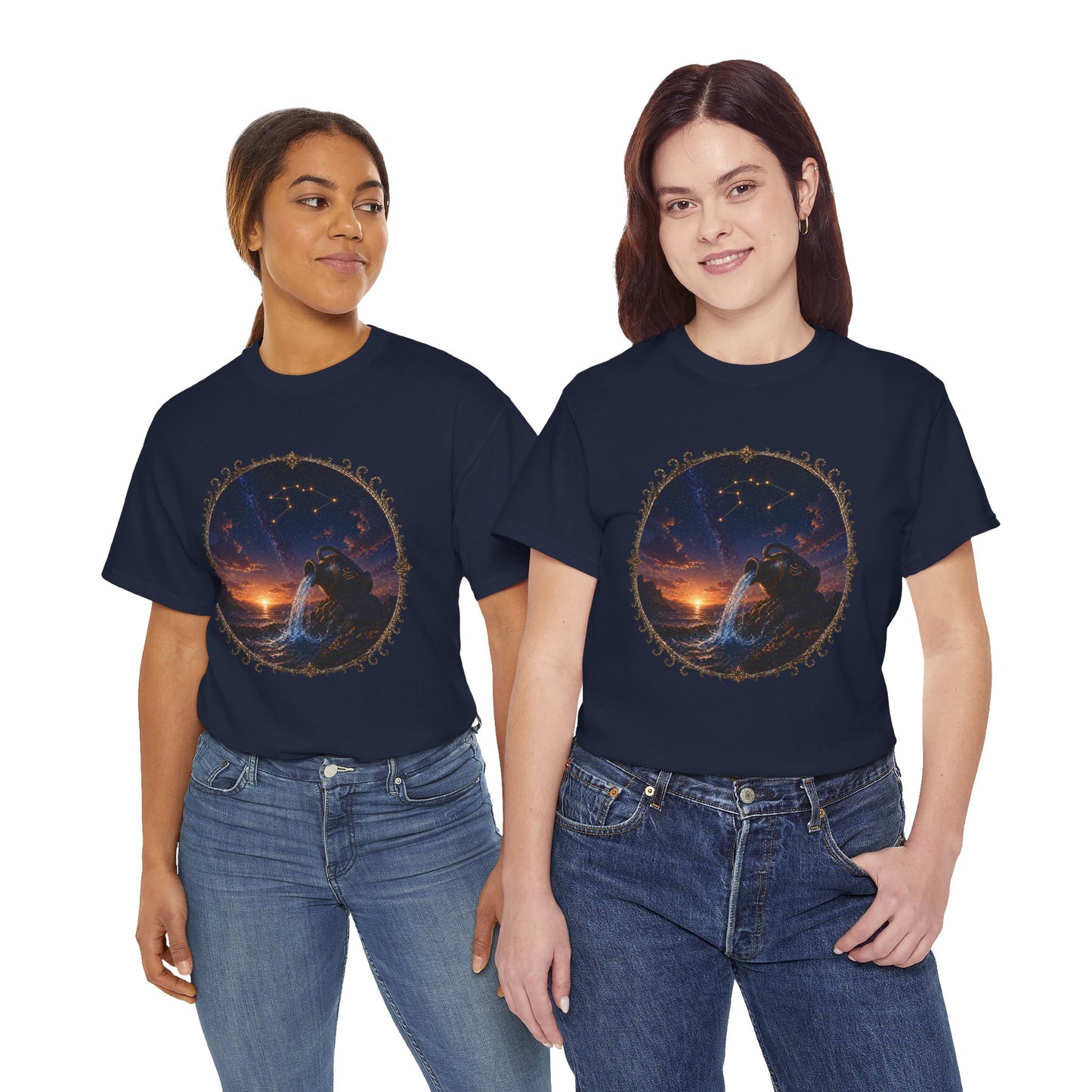 Aquarius Zodiac T-Shirt – Water Bearer Cosmic Design | Unique & Visionary Astrology Tee