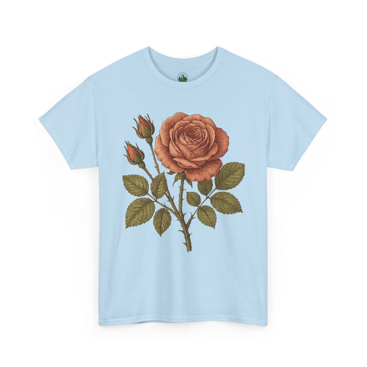 Vintage Botanical Rose T-Shirt – Minimalist Floral Aesthetic Tee