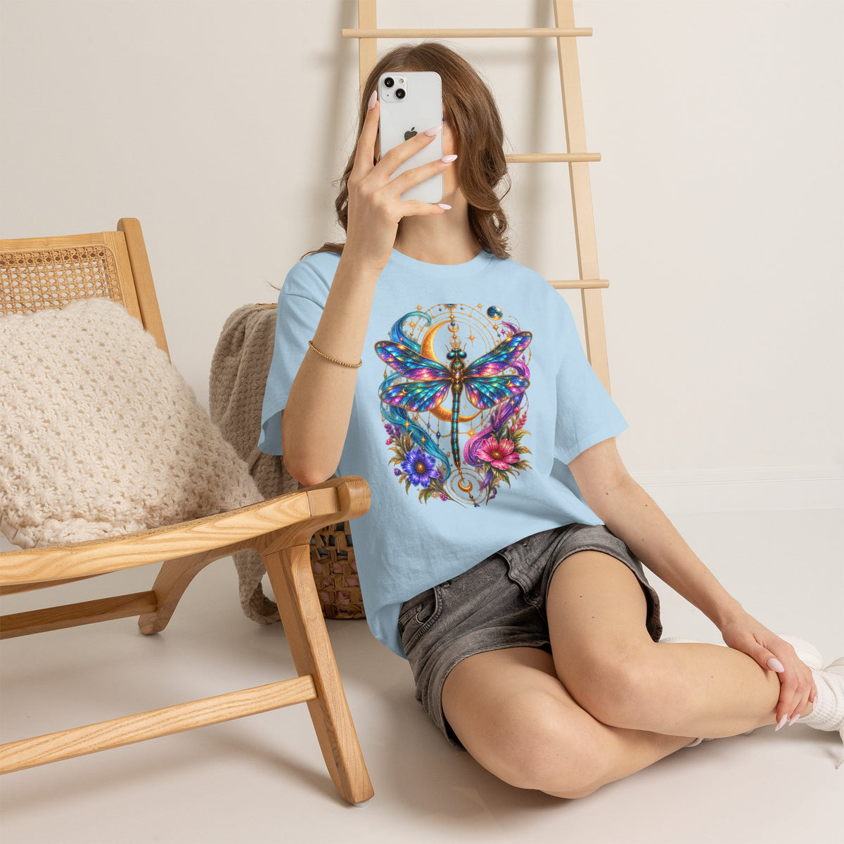 Celestial Dragonfly T-Shirt – Moon & Wildflower Nature Tee