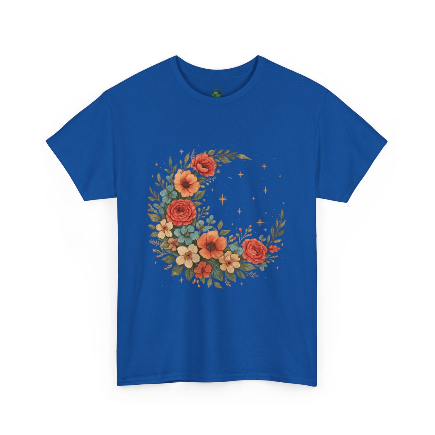 Floral Crescent Moon T-Shirt – Boho Nature Aesthetic Tee
