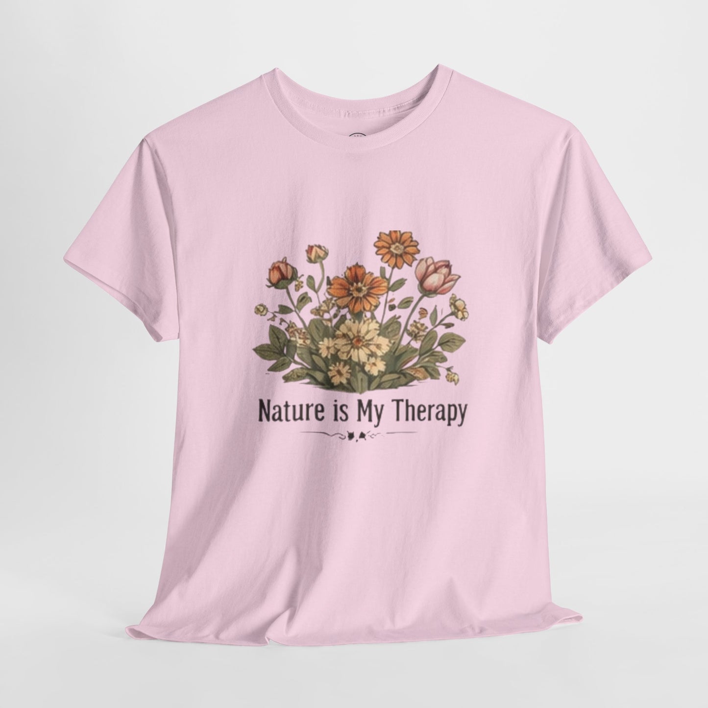 Nature Is My Therapy T-Shirt - Minimalist Floral Design Tee