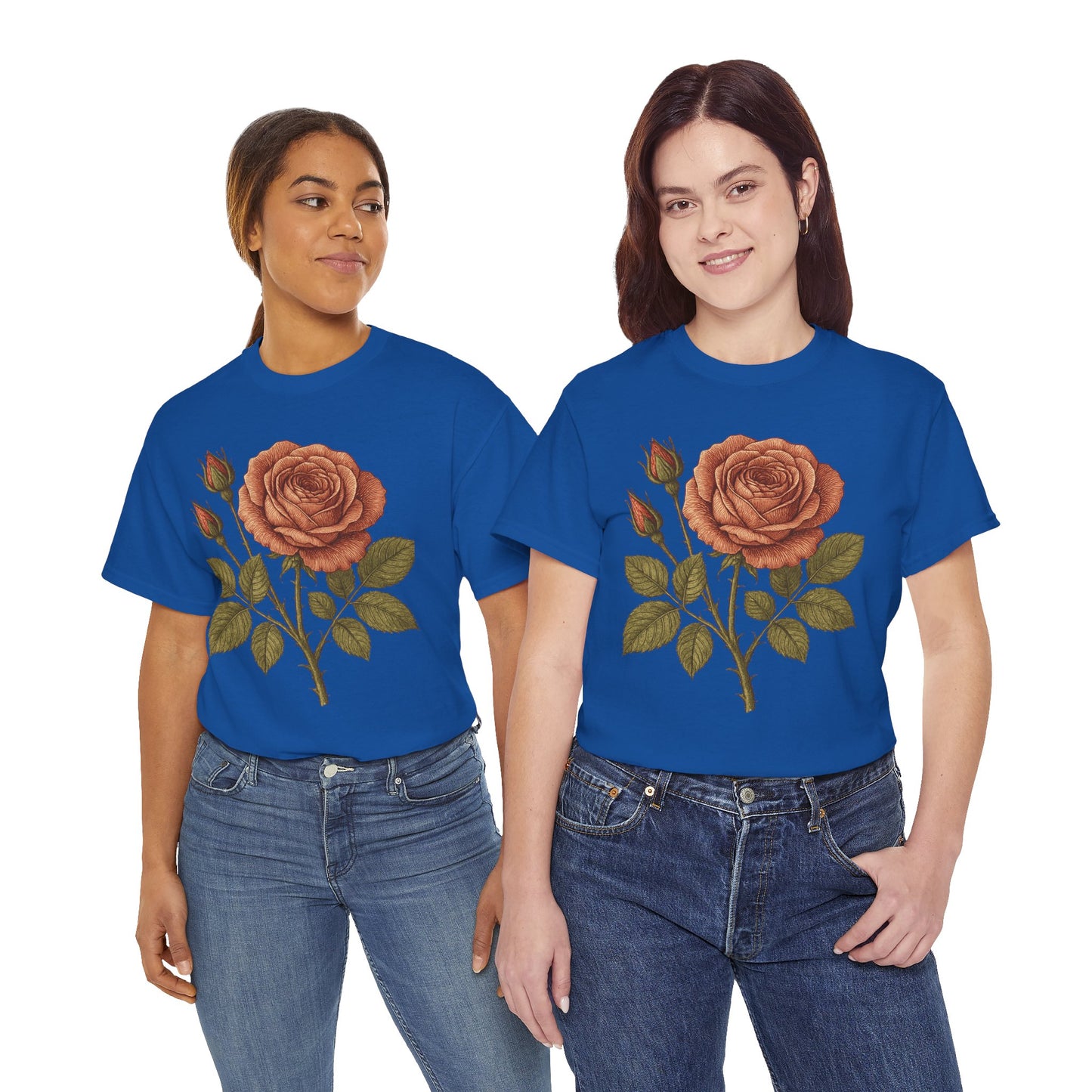 Vintage Botanical Rose T-Shirt – Minimalist Floral Aesthetic Tee