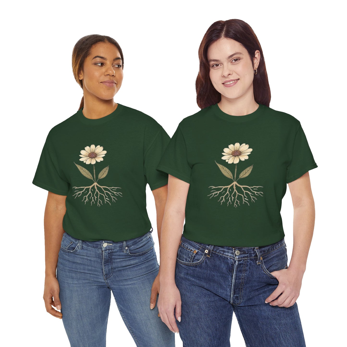 Minimalist Flower Roots T-Shirt – Nature Inspired Graphic Tee, Botanical Design, Aesthetic Plant Shirt, Unisex Cotton Tee