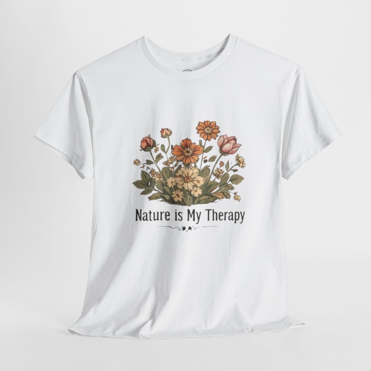 Nature Is My Therapy T-Shirt - Minimalist Floral Design Tee