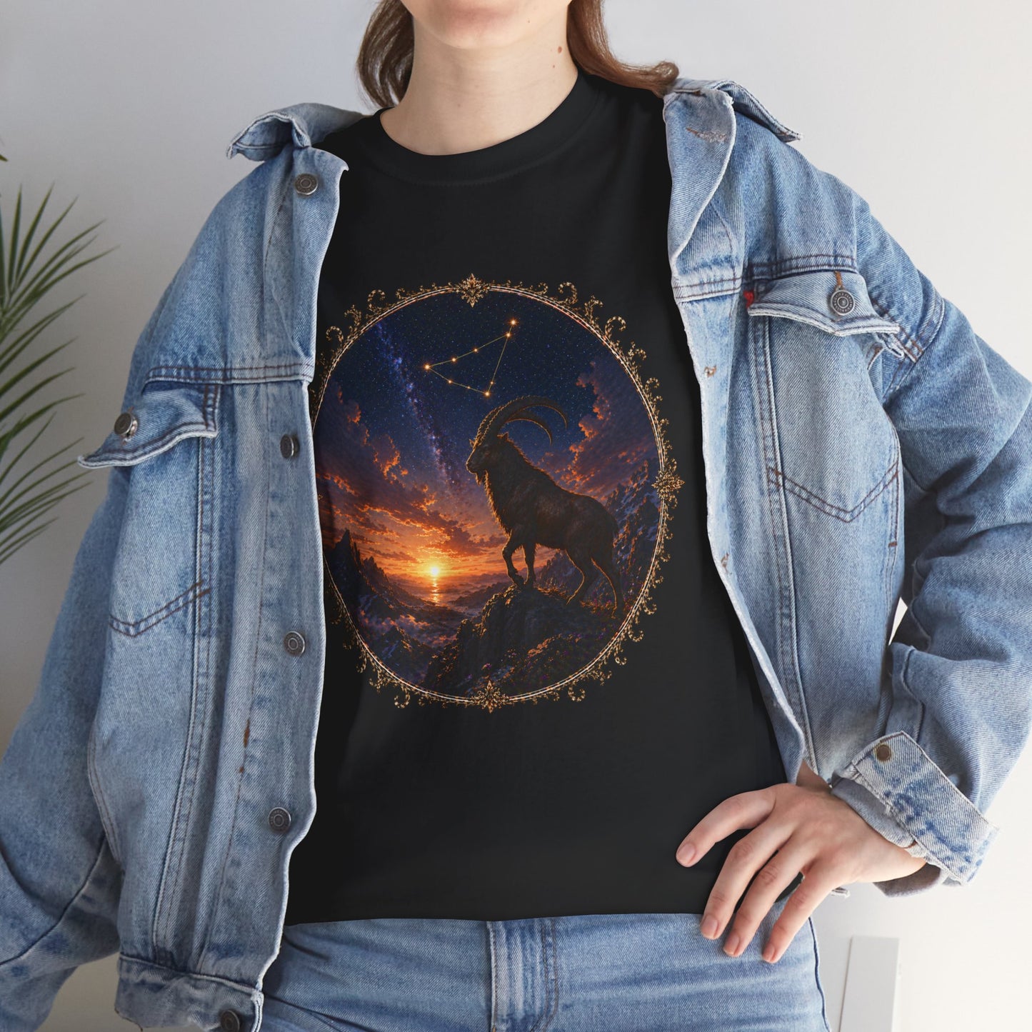 Capricorn Zodiac T-Shirt – Mountain Goat Ambition Design | Minimal Power Astrology Tee