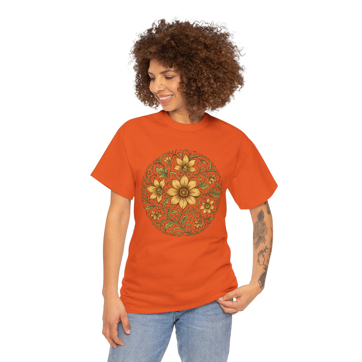 Spring Awakening Mandala T-Shirt – Boho Floral Aesthetic Tee