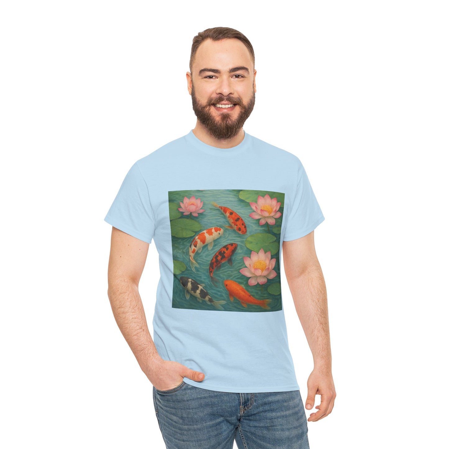 Koi Fish Lotus Pond T-Shirt – Zen Nature Aesthetic Tee