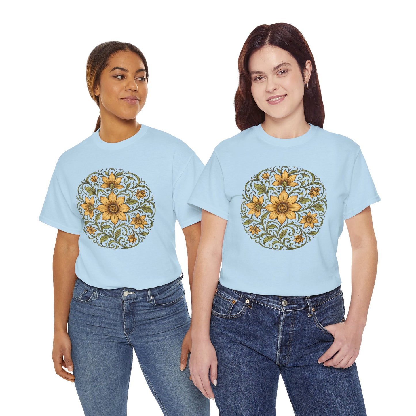 Spring Awakening Mandala T-Shirt – Boho Floral Aesthetic Tee