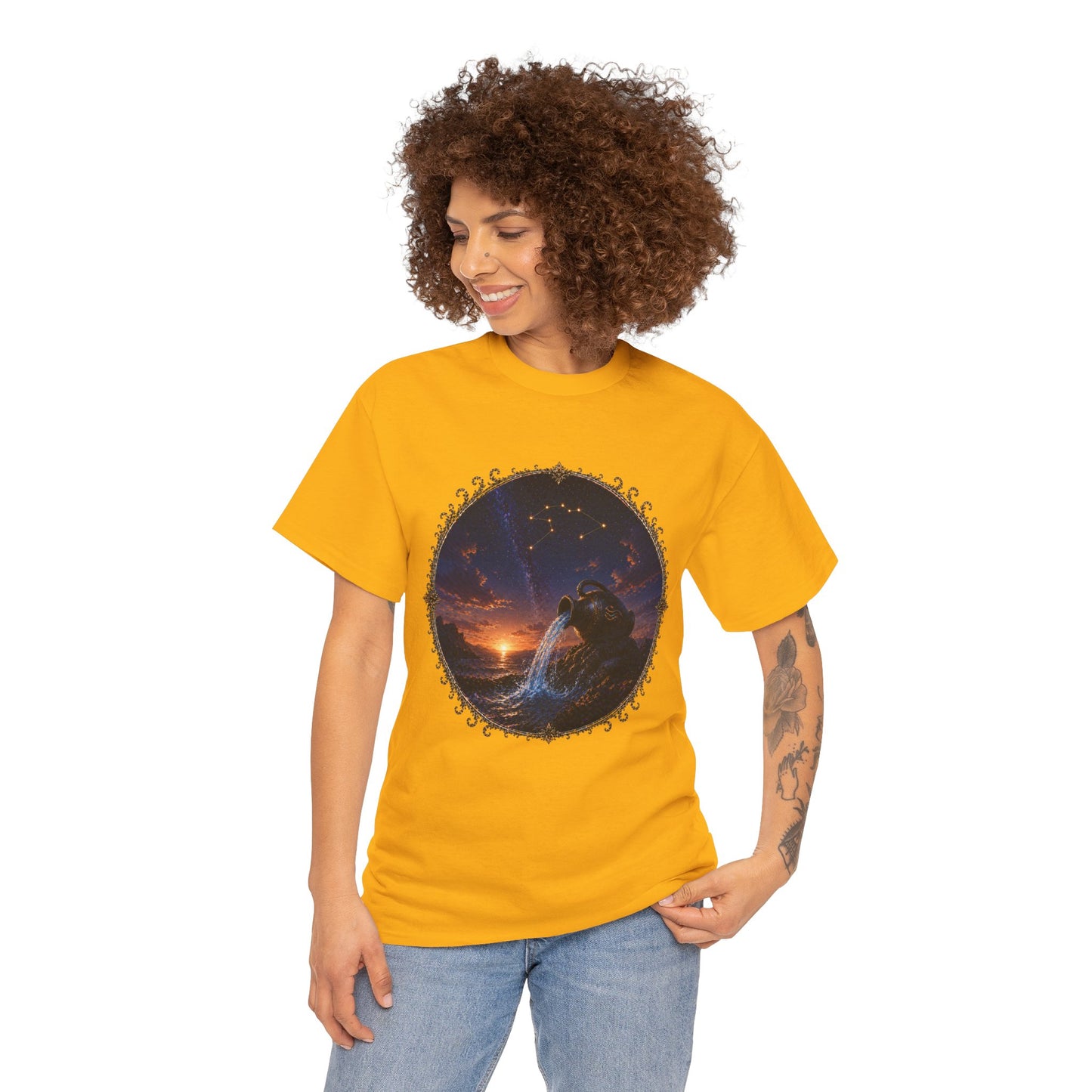 Aquarius Zodiac T-Shirt – Water Bearer Cosmic Design | Unique & Visionary Astrology Tee