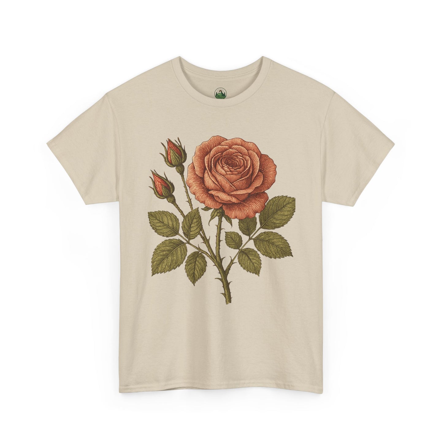 Vintage Botanical Rose T-Shirt – Minimalist Floral Aesthetic Tee