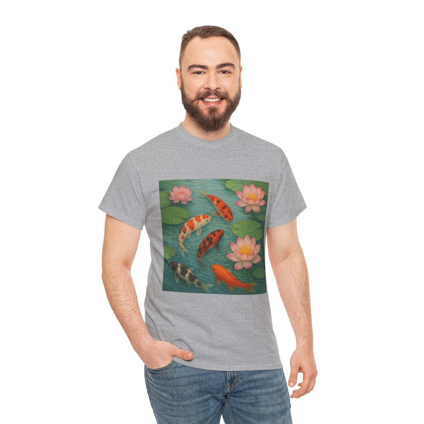 Koi Fish Lotus Pond T-Shirt – Zen Nature Aesthetic Tee